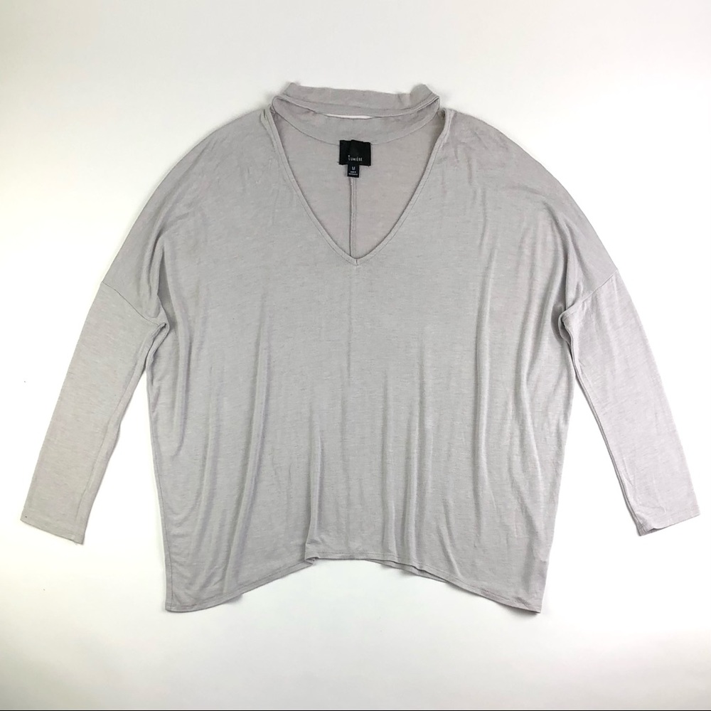 Lumiere Grey Choker Neck Cutout Top